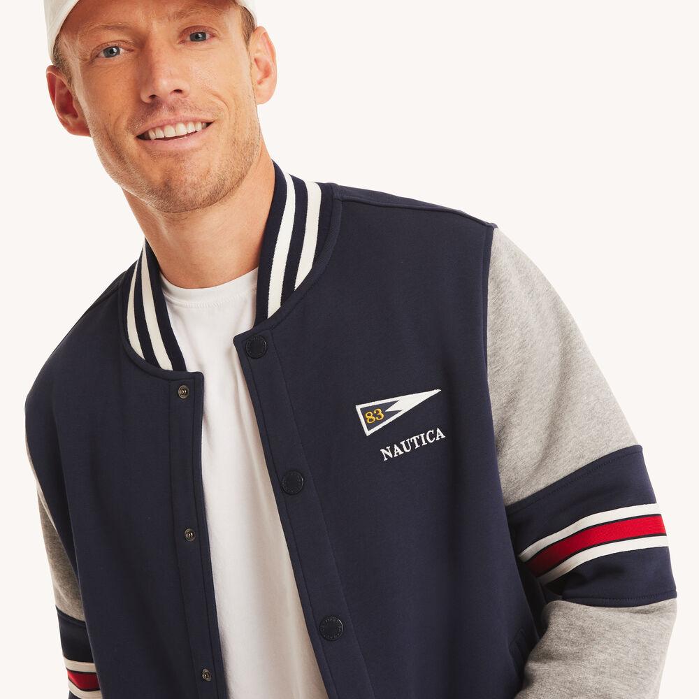 Fleece Bomber Jacket,Stellar Blue Heather,large