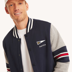 Fleece Bomber Jacket,Stellar Blue Heather,large
