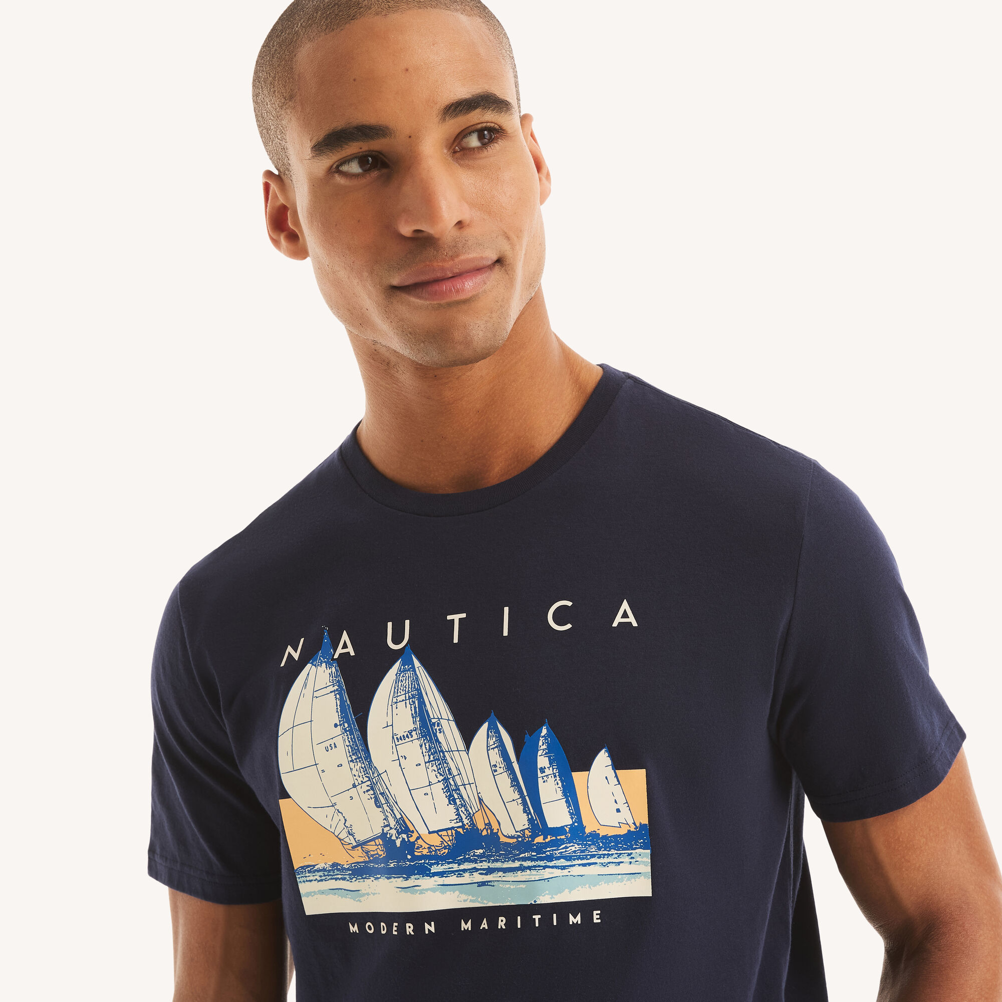 Modern Maritime Graphic T-Shirt,Stellar Blue Heather,large
