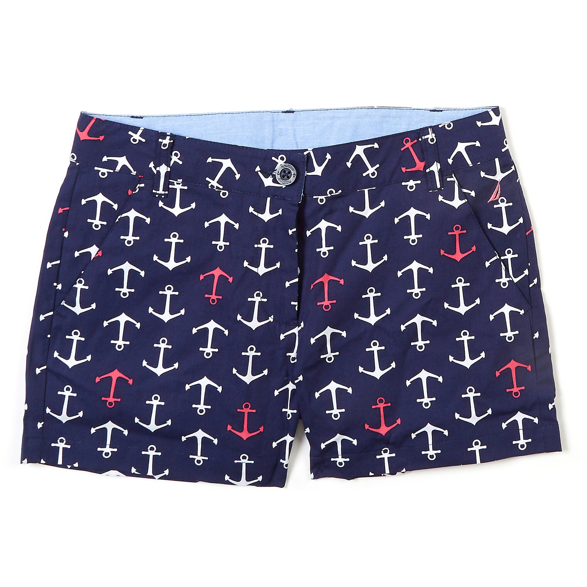 Little Girls' Anchor Motif Shorts (4-6x),Navy,large