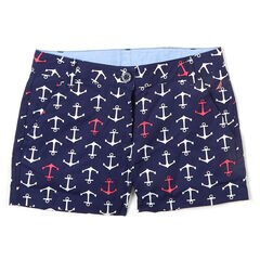 Little Girls' Anchor Motif Shorts (4-6x),Navy,large