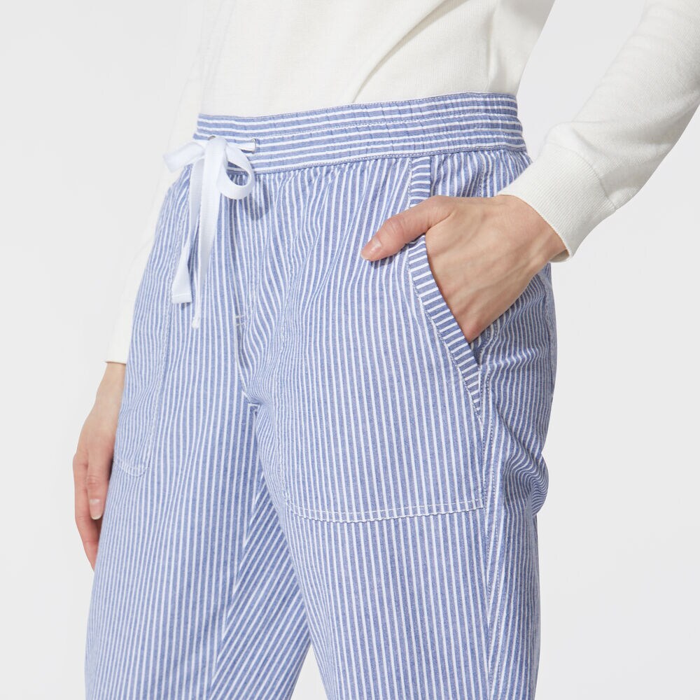 STRIPE CUFFED PANTS,Bright White,large