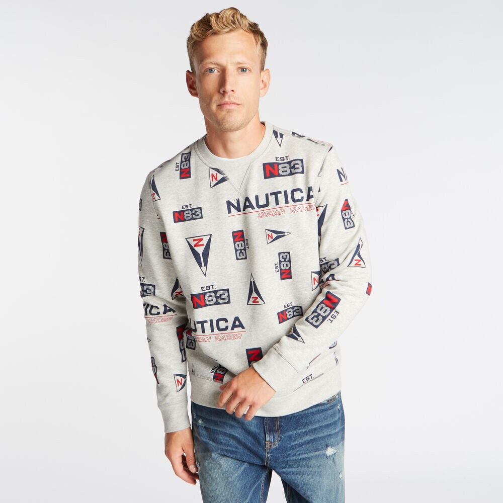 PRINTED LOGO SWEATSHIRT,Grey Heather,large