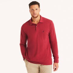 Big & Tall Classic Fit Long Sleeve Deck Polo,Vintage Berry,large