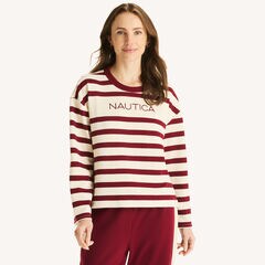 Striped Crewneck Sweatshirt,Sail White,large