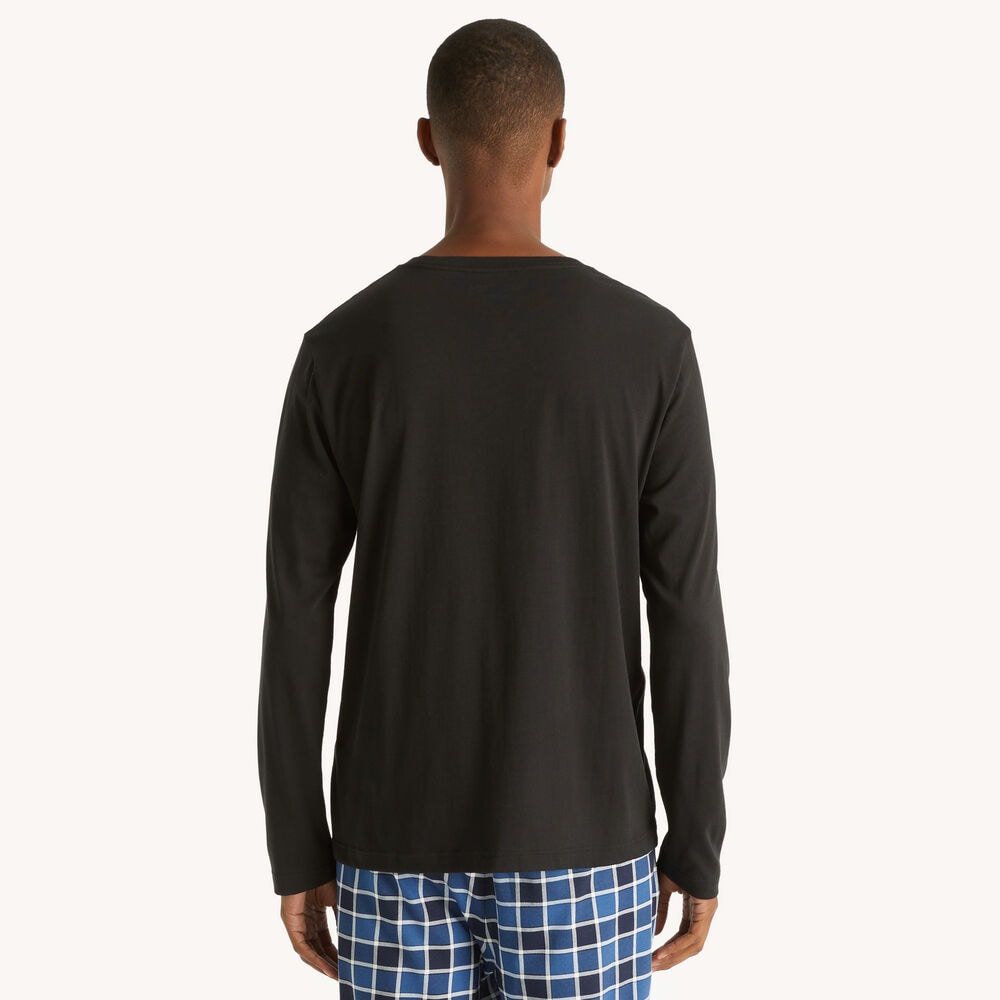 GRAPHIC LONG-SLEEVE SLEEP T-SHIRT,True Black,large