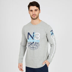 N83 Signature Long Sleeve T-Shirt,Grey Heather,large