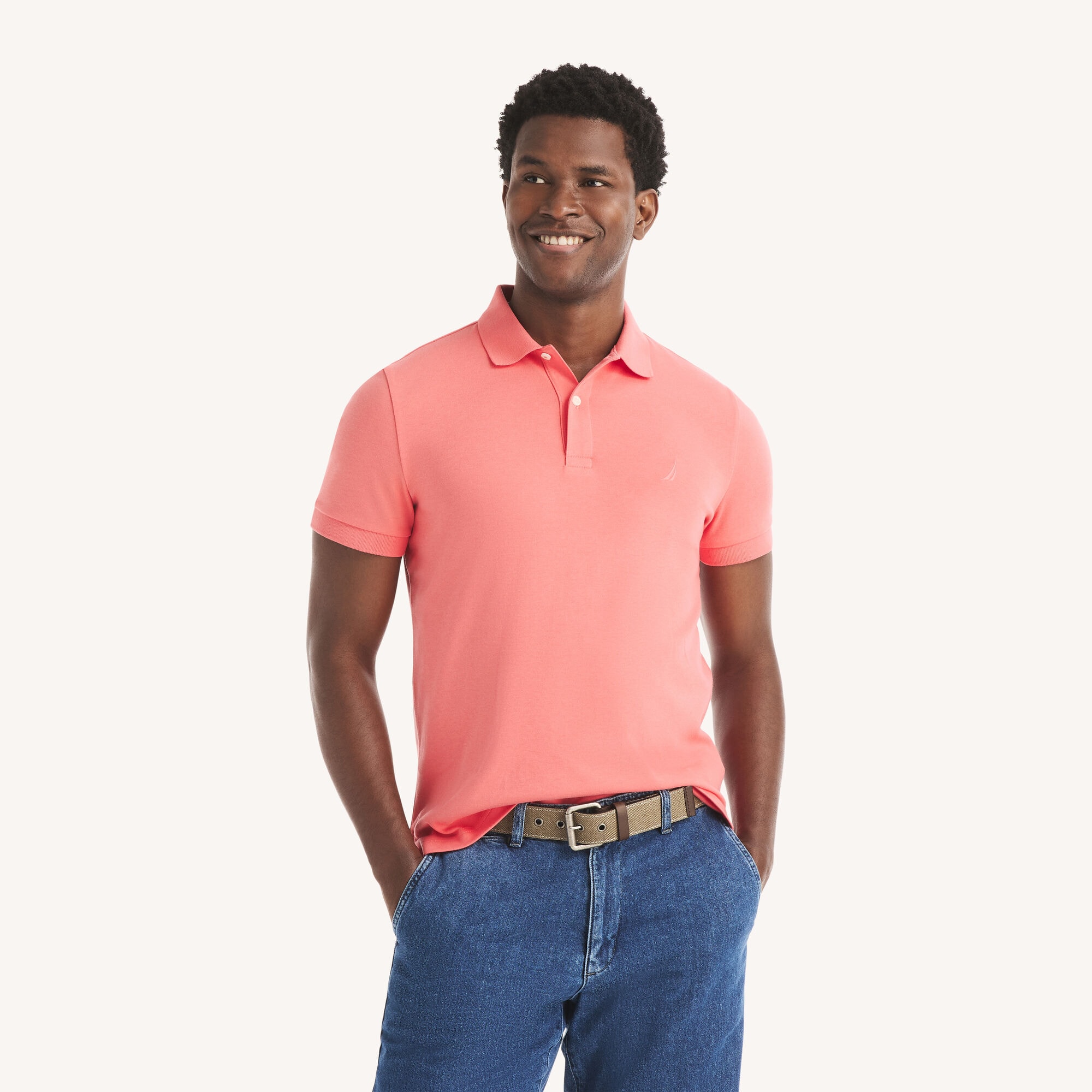 Slim Fit Deck Polo,Dreamy Coral,large