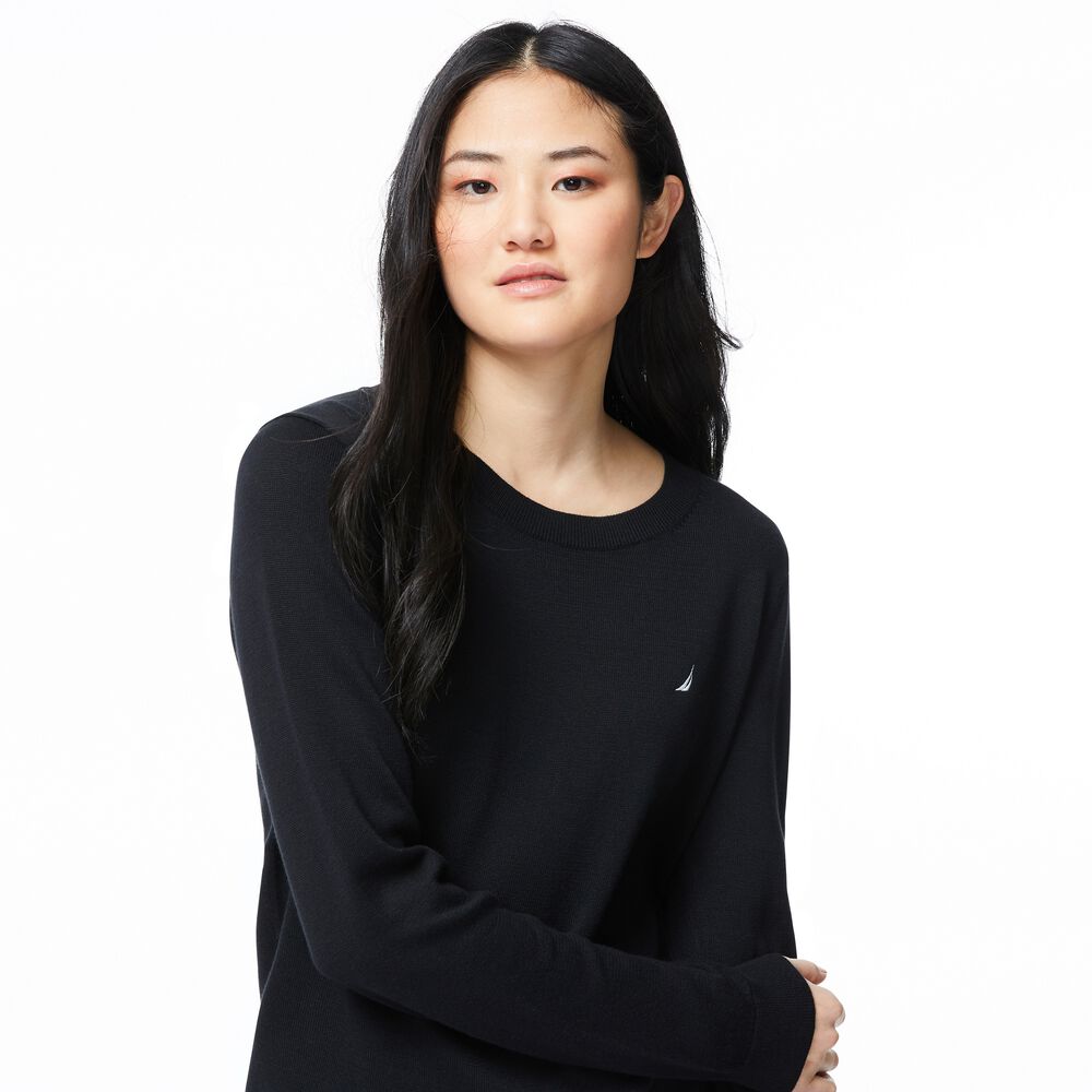 CLASSIC FIT CREW NECK SWEATER,True Black,large