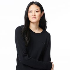 CLASSIC FIT CREW NECK SWEATER,True Black,large
