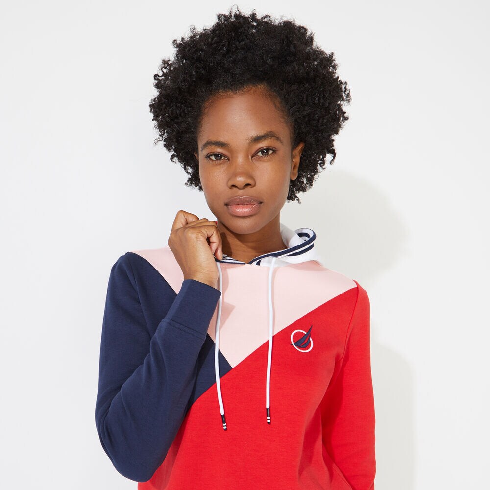 COLORBLOCK LOGO HOODIE,Tomales Red,large