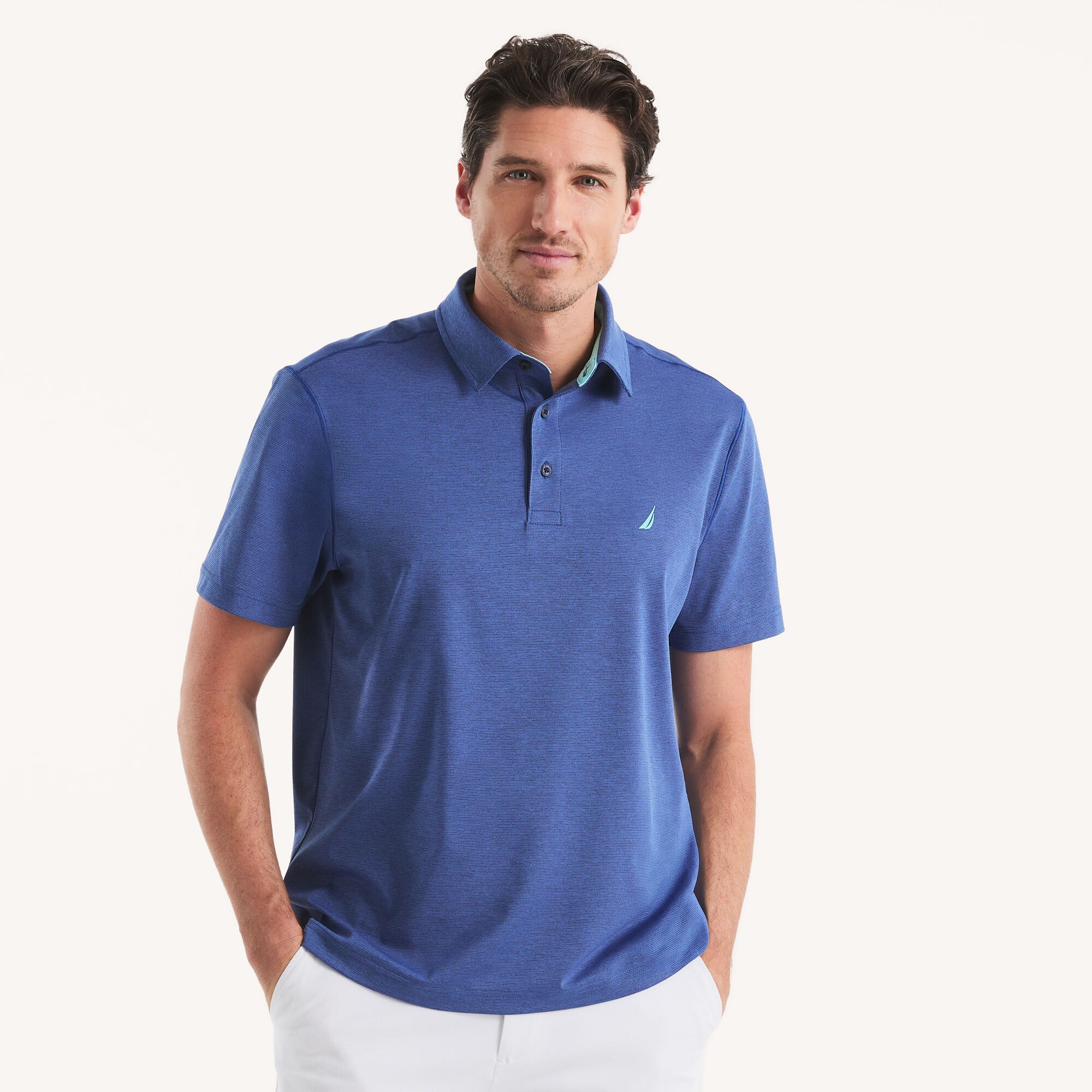 Classic Fit Interlock Polo,Stellar Blue Heather,large