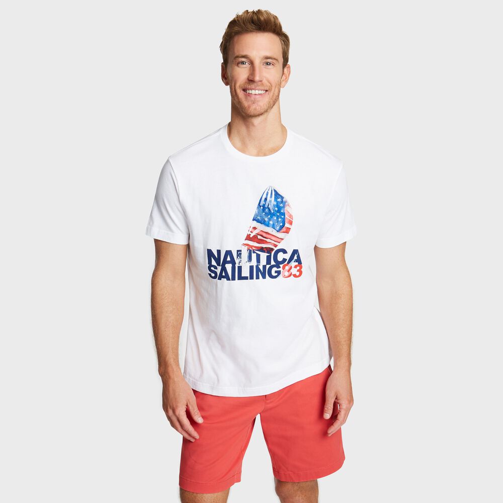 SAILING GRAPHIC T-SHIRT,Bright White,large