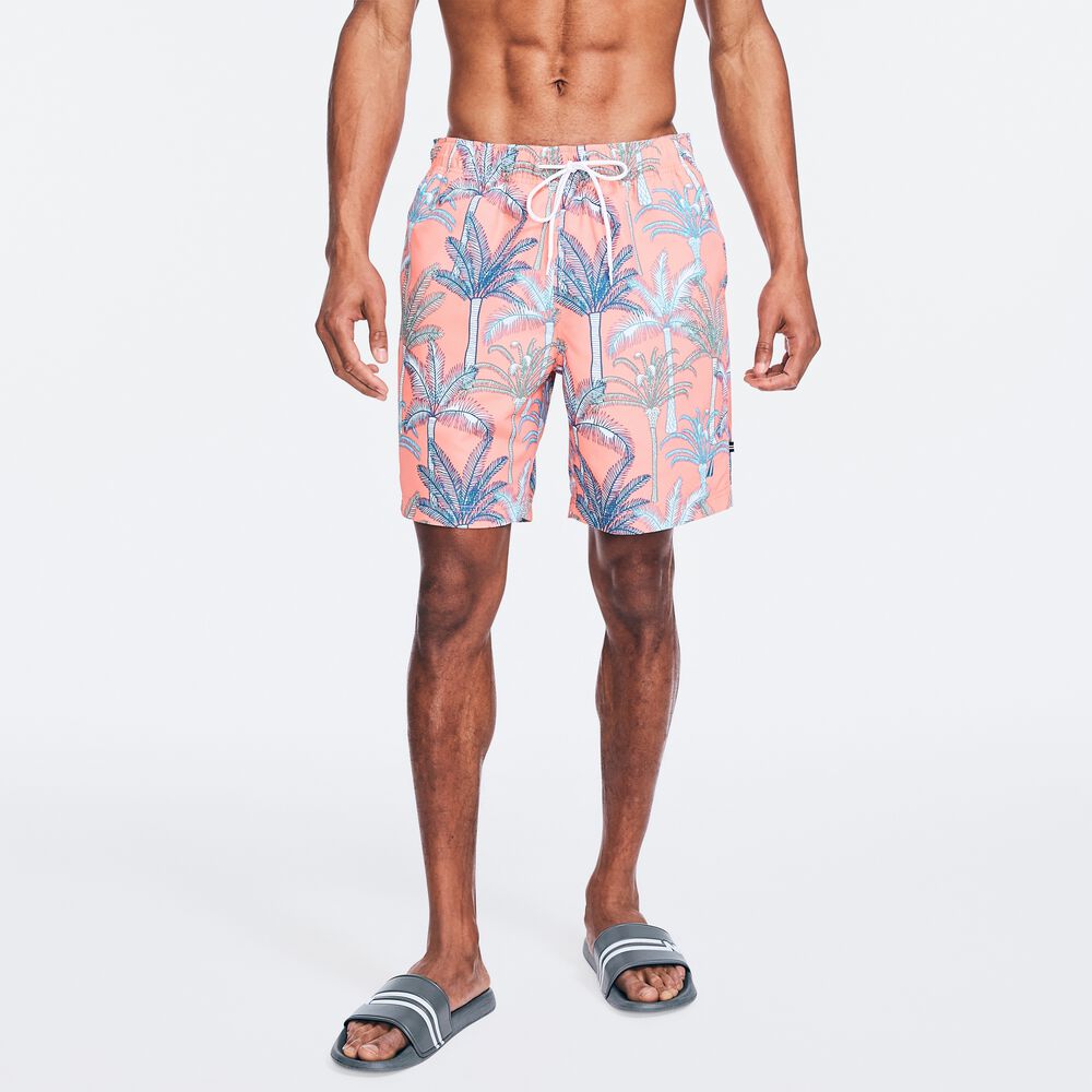 8" SUSTAINABLY CRAFTED PALM TREE PRINT SWIM,Livng Coral,large