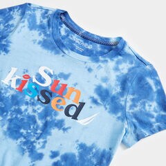 SUNKISSED FOIL PRINT TIE DYE T-SHIRT,Bolt Blue,large