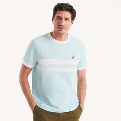 Colorblock Crewneck T-Shirt,Aqua Splash,large