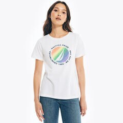 SUSTAINABLY CRAFTED PRIDE CIRCLE GRAPHIC T-SHIRT,Bright White,large