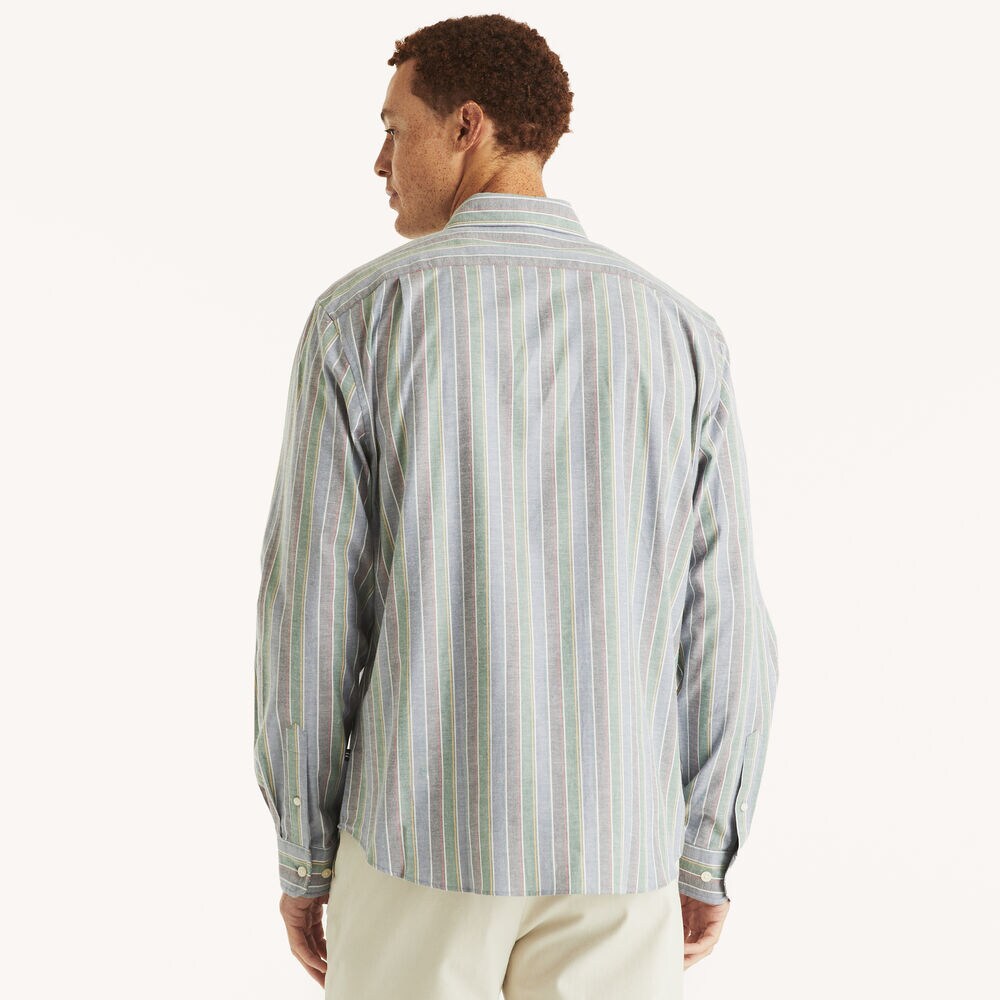 Striped Oxford Shirt,Navy,large