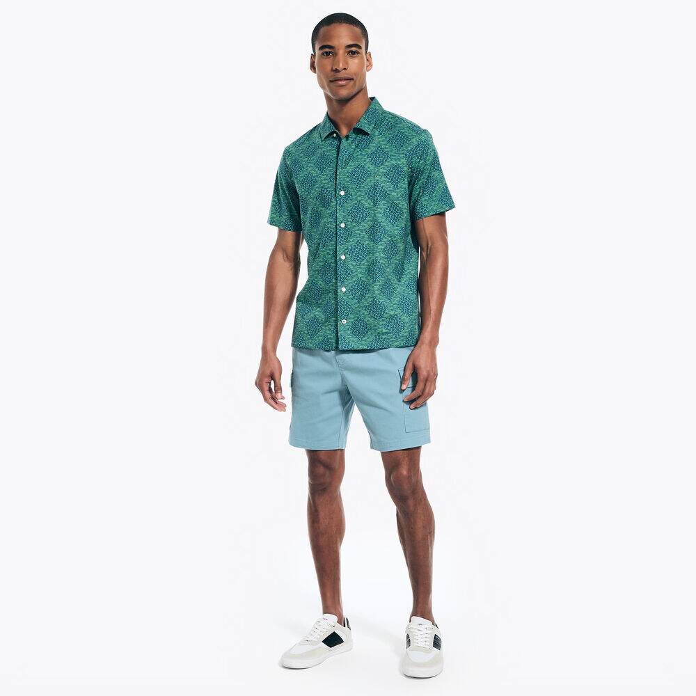 Printed Short-Sleeve Camp Shirt,Green Apple,large
