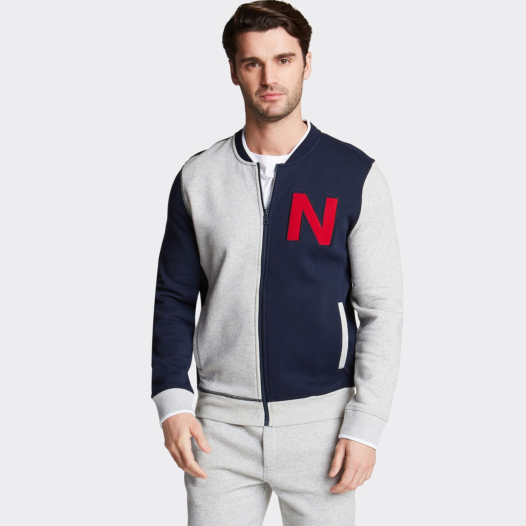 Full Zip Active Bomber Jacket,Grey Heather,large