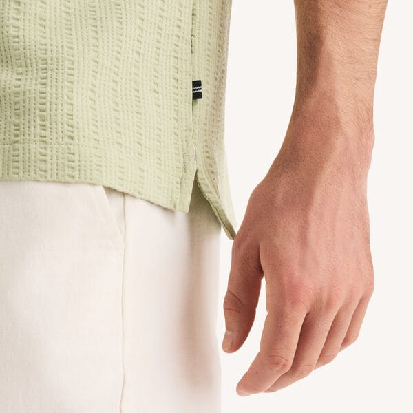 Classic Fit Seersucker Button-Front Polo