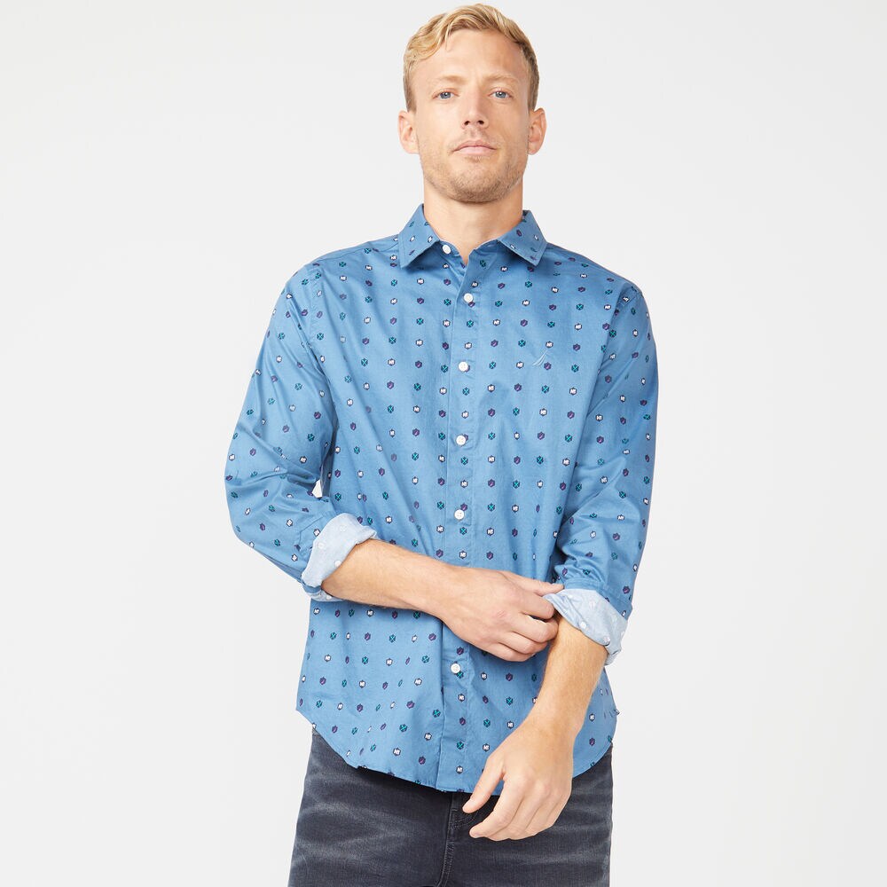CLASSIC FIT NAUTICAL ICONS LONG SLEEVE OXFORD SHIRT,Blue Stern,large