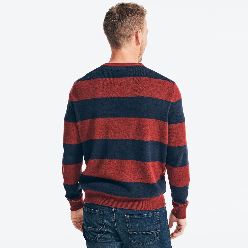 SUSTAINABLY CRAFTED STRIPED SWEATER,Flamingo,large
