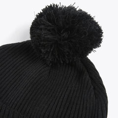 Rib-Knit Pom Hat,True Black,large