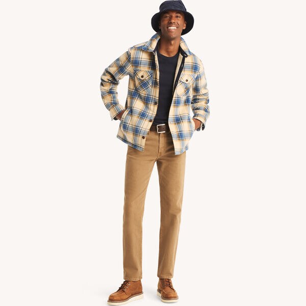 Plaid Faux Shearling Button-Up Shirt