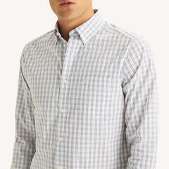 Classic Fit Wrinkle-Resistant Plaid Shirt,Bright White,large