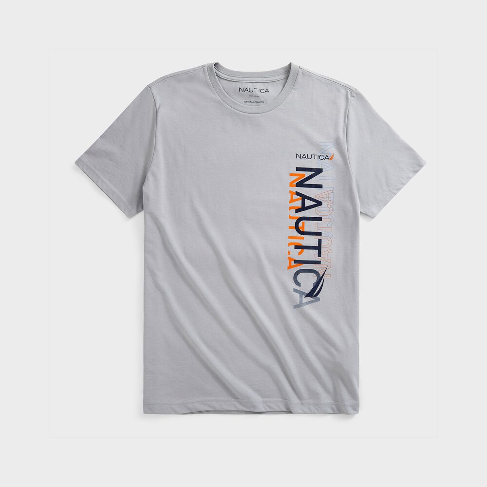 SUSTAINABLY CRAFTED VERTICAL LOGO GRAPHIC T-SHIRT,Grey Alloy,large