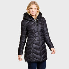 Puffer Coat with Marshmallow Bib,True Black,large