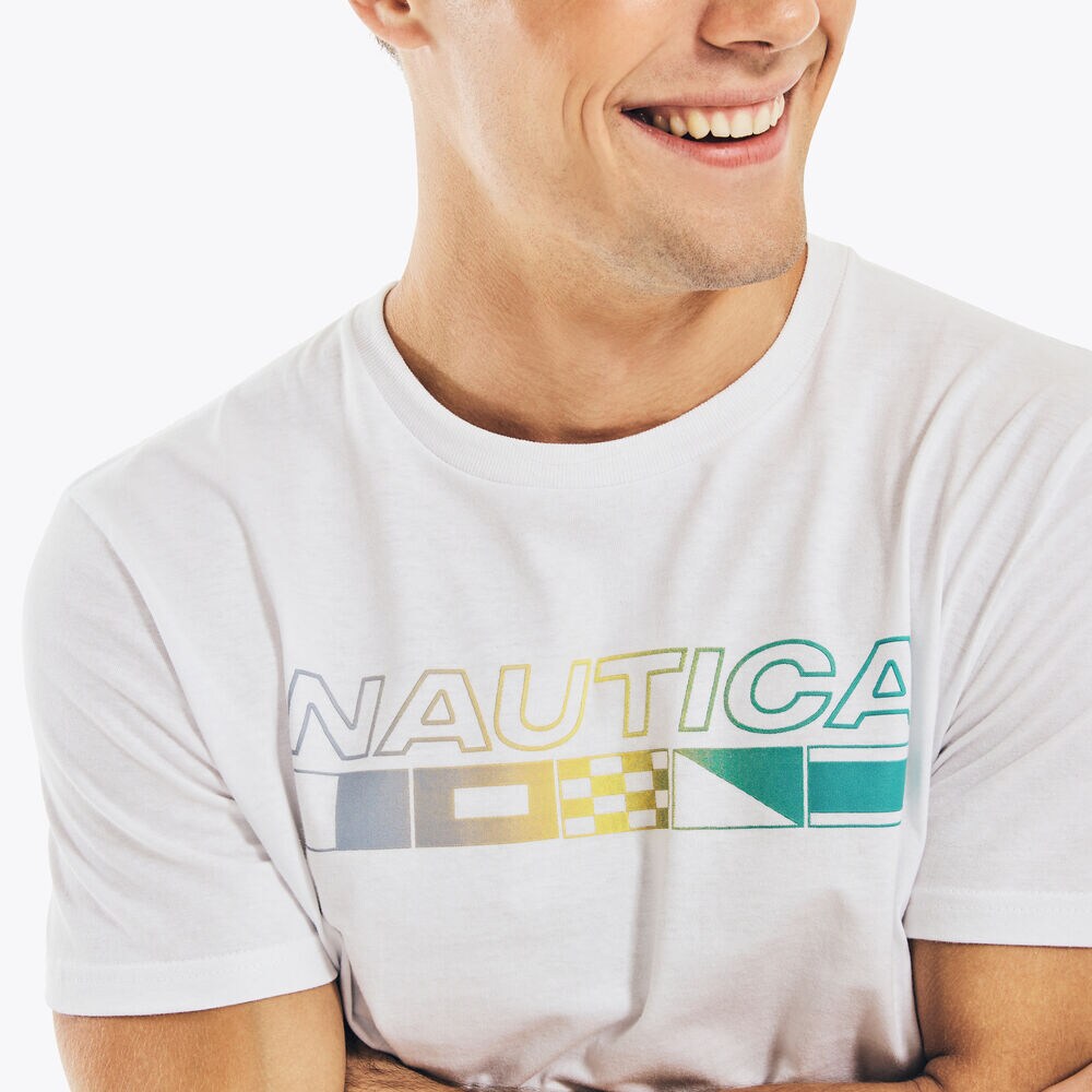 NAUTICA FLAGS GRAPHIC T-SHIRT,Bright White,large