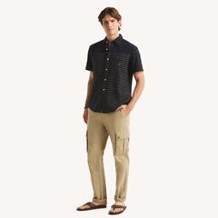 Striped Short-Sleeve Shirt,Stellar Blue Heather,large