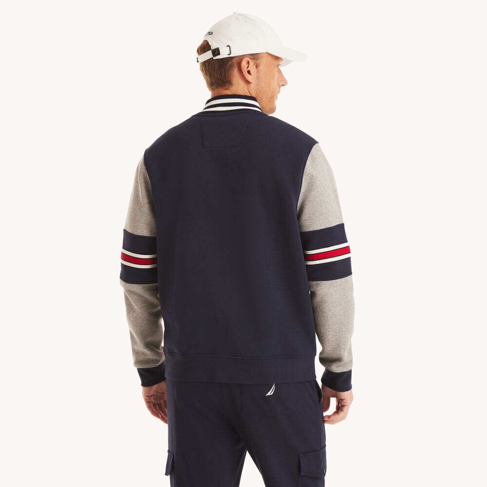 Fleece Bomber Jacket,Stellar Blue Heather,large