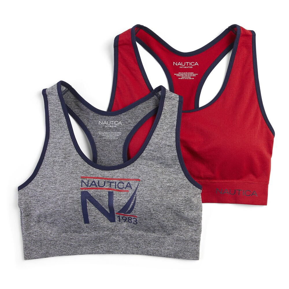 GRAPHIC LOGO SPORTS BRAS, 2-PACK,Grey Heather,large
