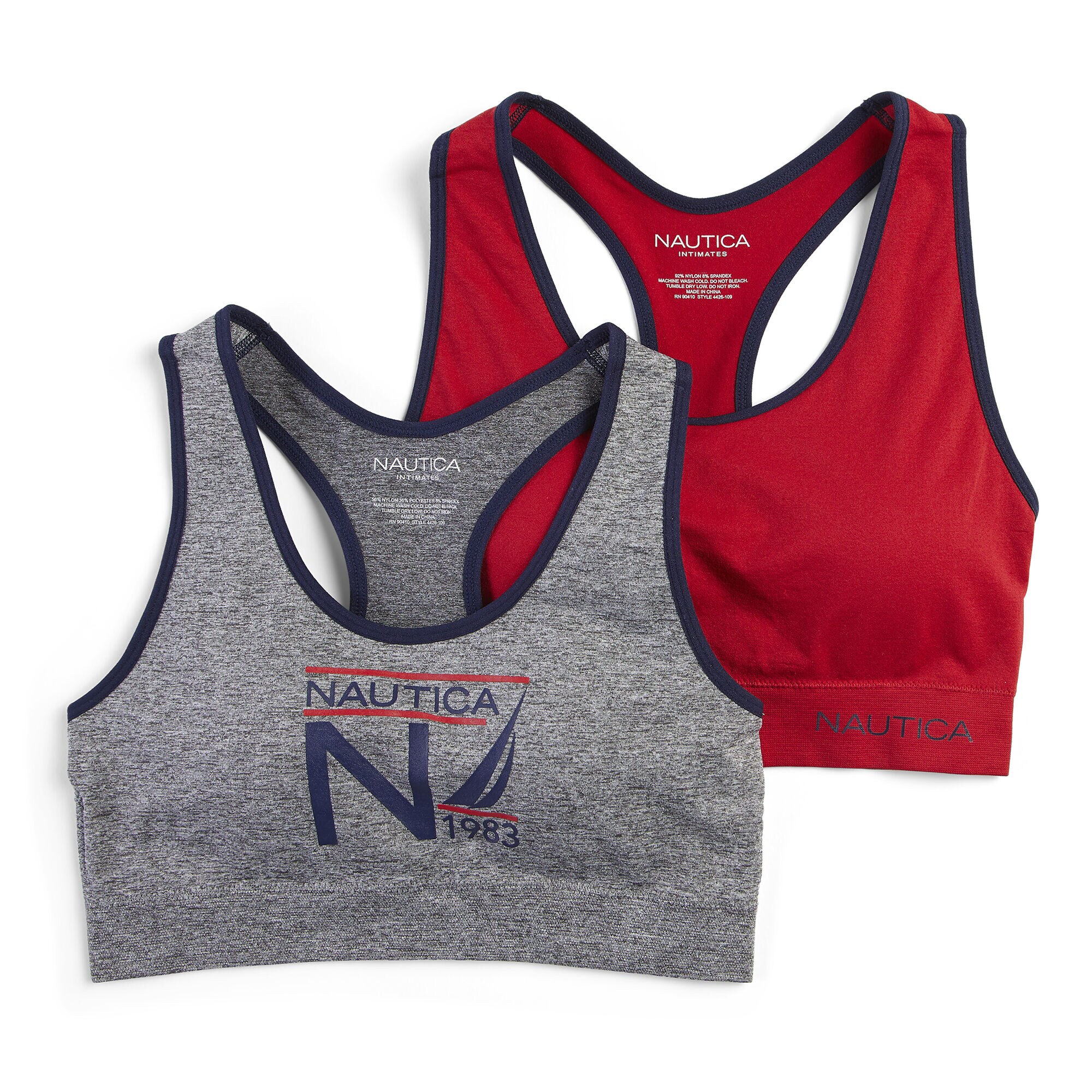 GRAPHIC LOGO SPORTS BRAS, 2-PACK,Grey Heather,large
