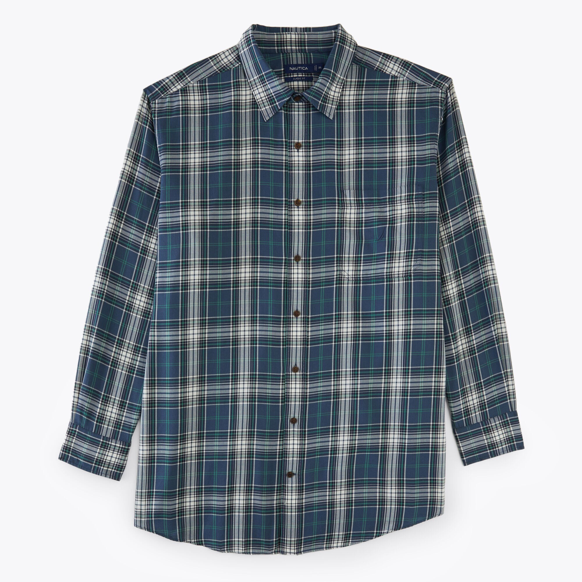 Big & Tall Plaid Shirt,Lapis Blue,large