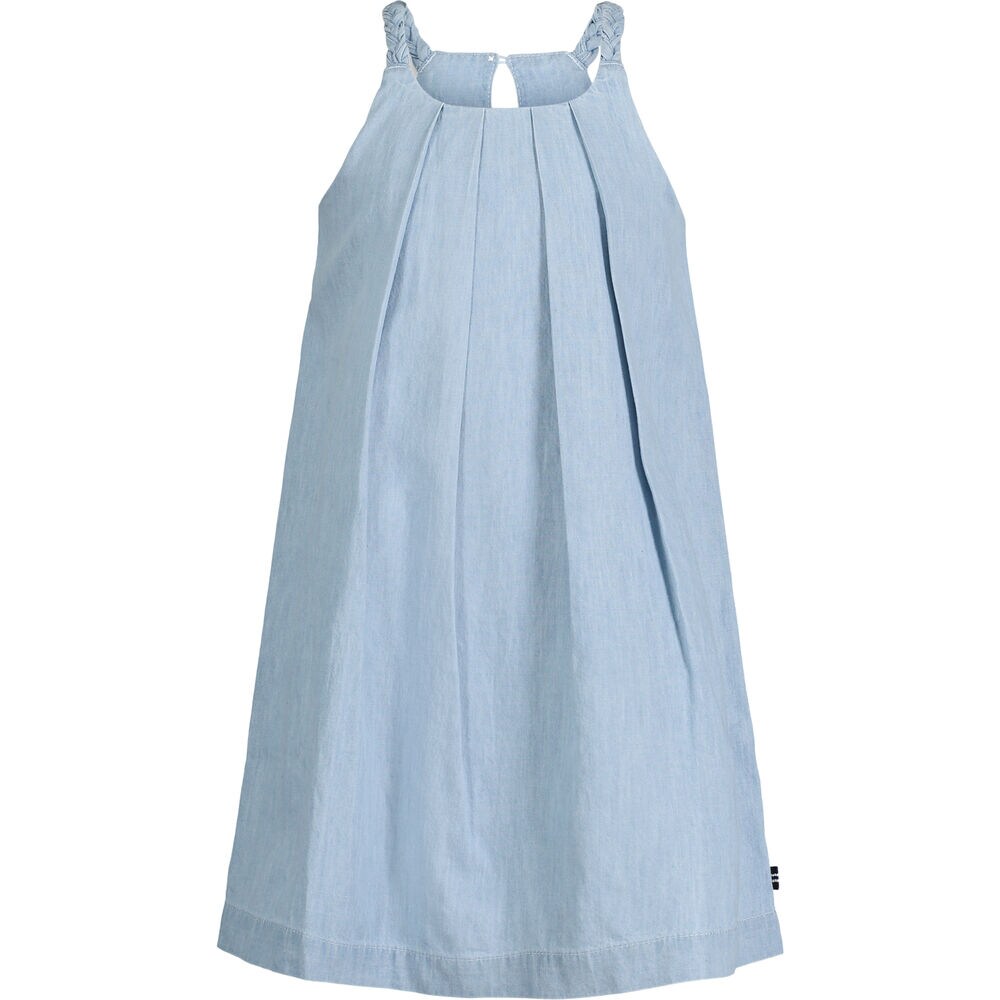 GIRLS' CHAMBRAY TRAPEZE DRESS (8-16),Nite Sea Heather,large
