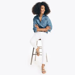 NAUTICA JEANS CO. SUSTAINABLY CRAFTED OVERSIZED BUTTON-DOWN SHIRT,Aqua Sky,large
