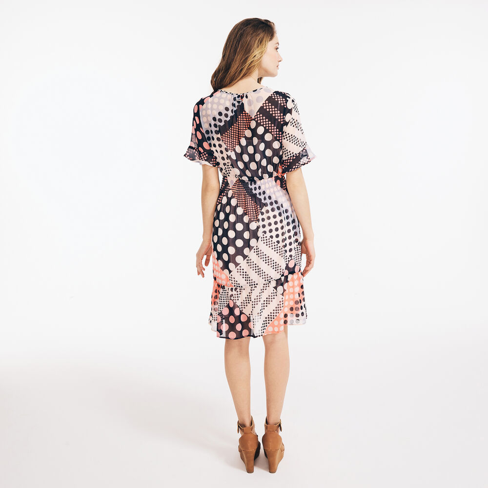 DOT PRINT CHIFFON DRESS,Stellar Blue Heather,large