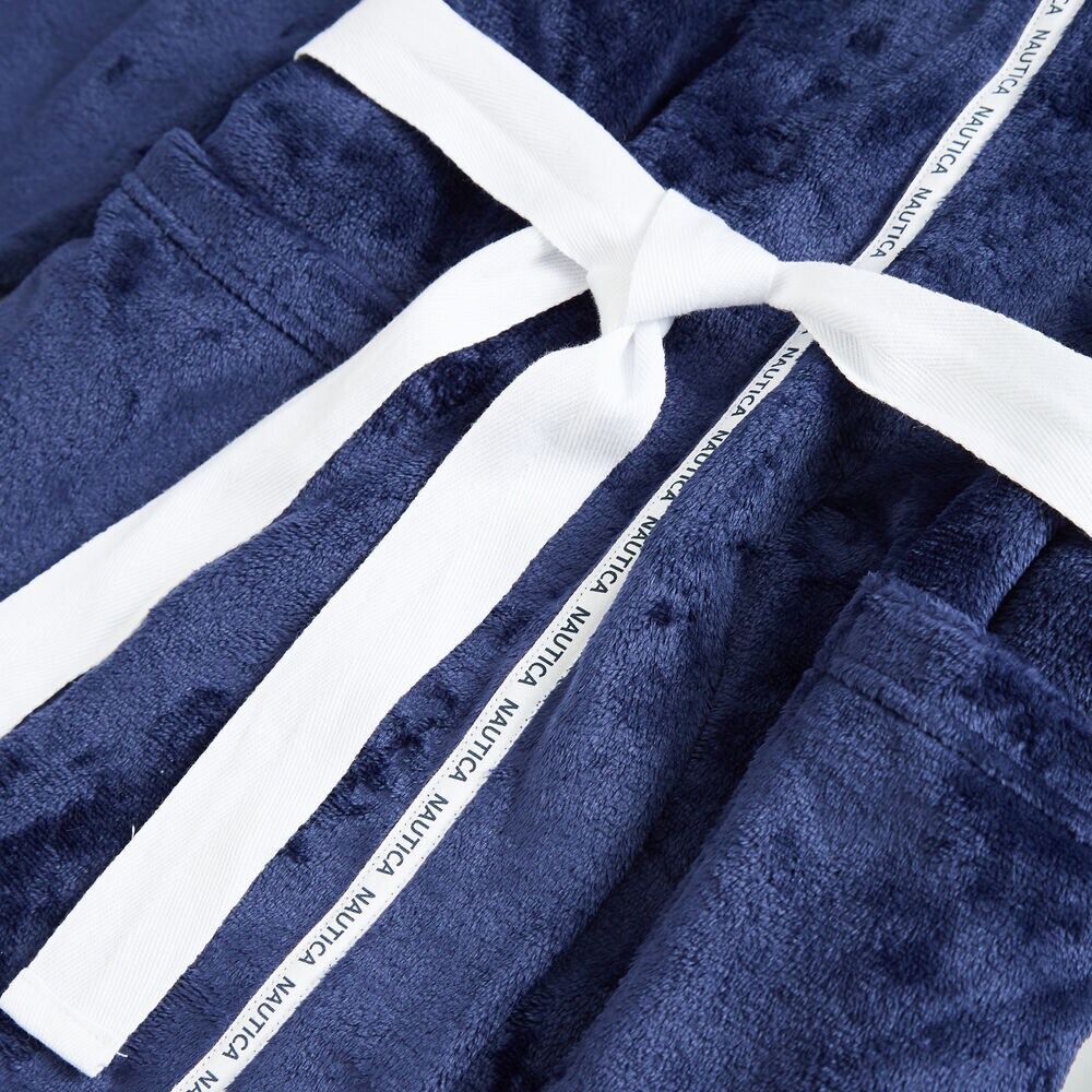 SUSTAINABLY CRAFTED LOGO TRIM ROBE,Ice Blue,large