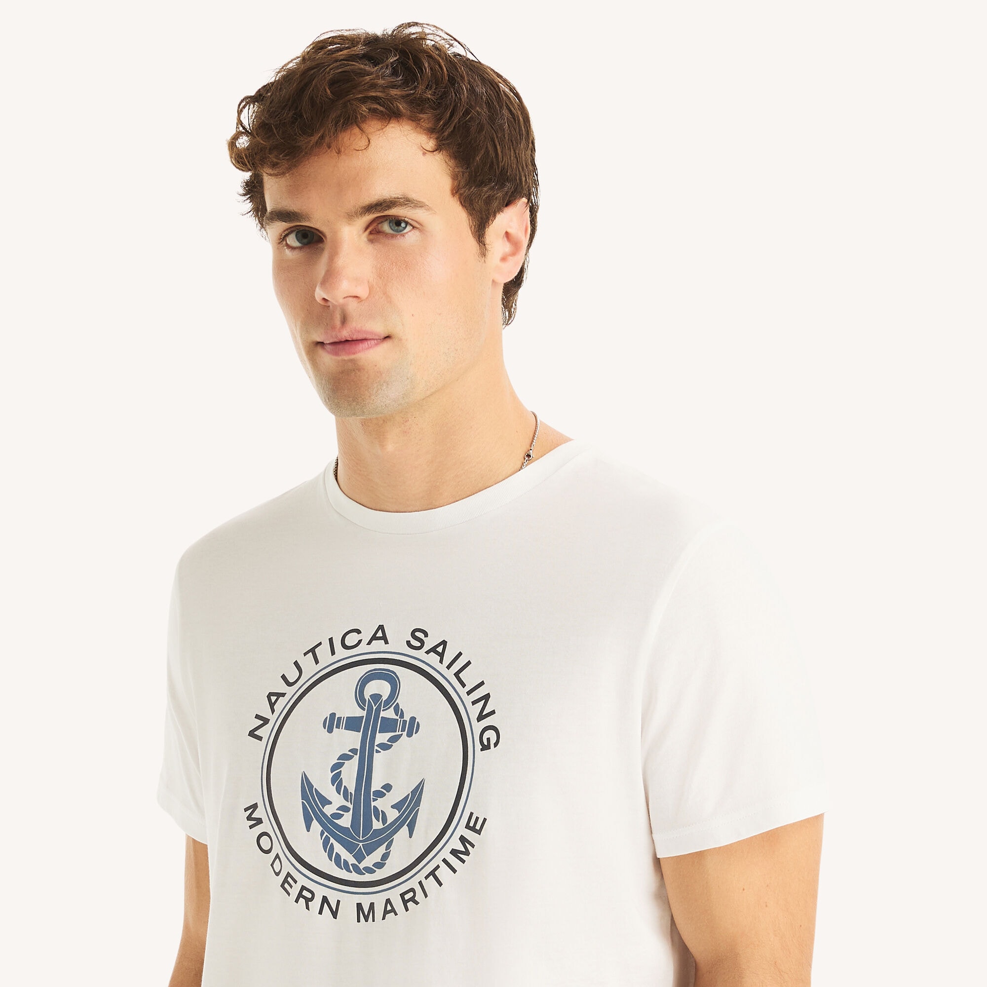 Modern Maritime Graphic T-Shirt,Bright White,large