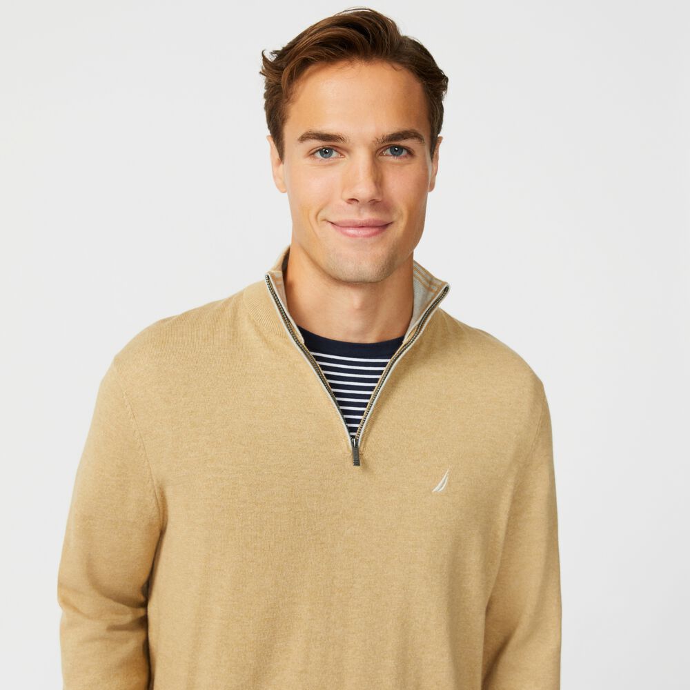 NAVTECH QUARTER-ZIP SWEATER,Dark Otter,large