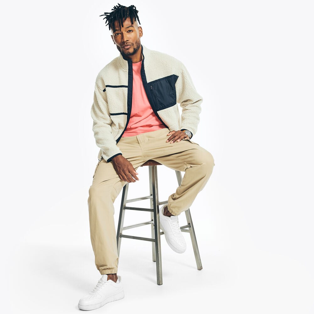 FAUX SHEARLING FULL-ZIP SWEATSHIRT,Nautica Stone,large