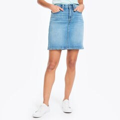 NAUTICA JEANS CO. TRUE FLEX SOFT DENIM SKIRT,Navy,large