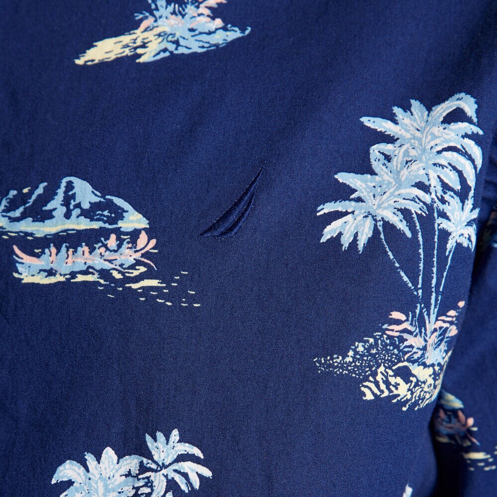 PALM TREE PRINT SHIRT,Blue Depths,large