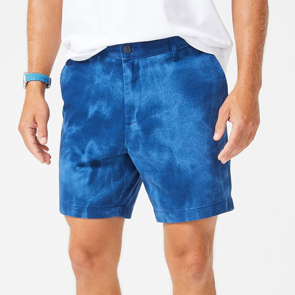 6" DISTRESSED PRINT SHORT,Estate Blue,large