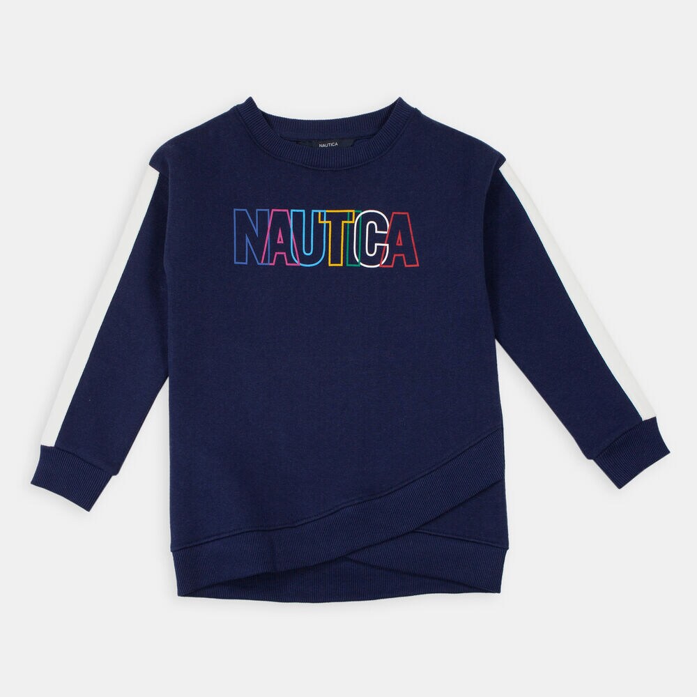 LITTLE GIRLS' LOGO FLEECE TUNIC (4-7),Navy,large