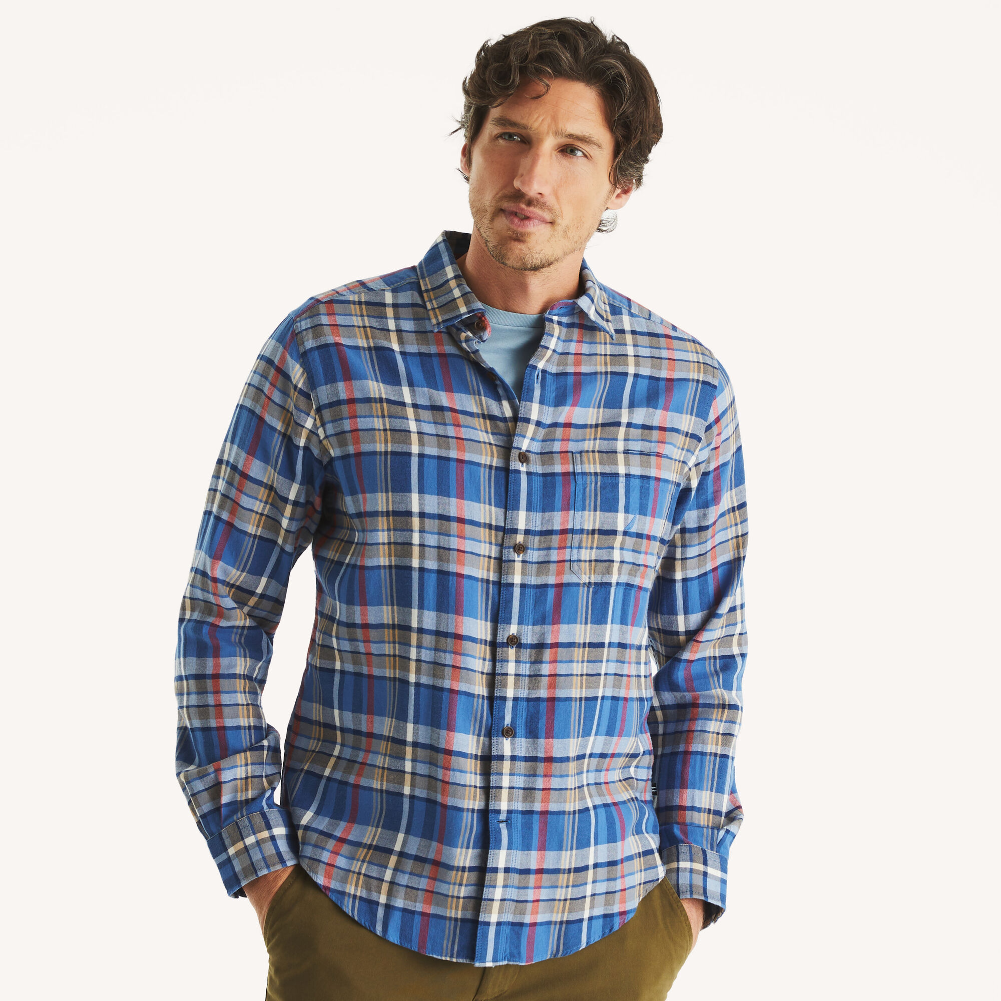 Plaid Shirt,Nite Sea Heather,large